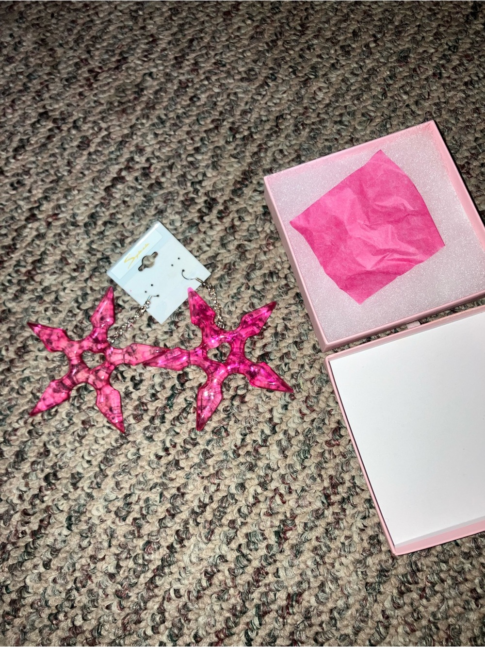 Bold Pink Starburst Acrylic Drop Earrings